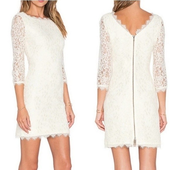DVF Diane Von Furstenberg Women's Zarita White Lace Shift Dress Size 6 - Picture 1 of 9
